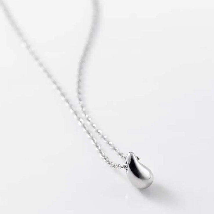 Copper Bean Clavicle Chain Necklace – Minimalist Silver Tone Choker | Dainty Everyday Jewelry