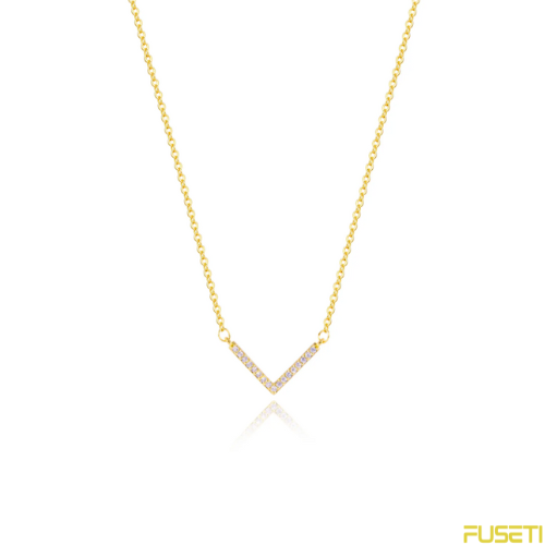 V-shaped chevron necklace made from 18k gold-plated 925 sterling silver cubic zirconia and moissanite gift for Valentine's Day!