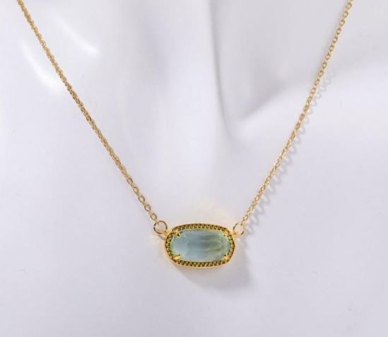 Stainless Steel Birthstone Necklace – Square-Cut Pendant, Fine Jewelry for Women