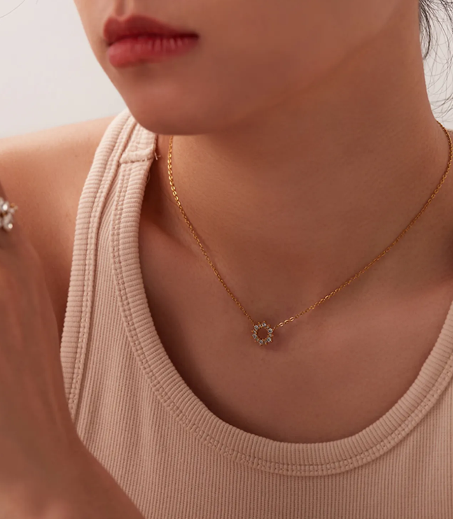 Ring Pendant Necklace – 18K Gold Plated Stainless Steel | Elegant Minimalist Necklace