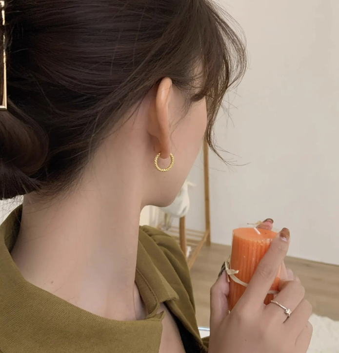 Chunky U-Shape Hoop Earrings – 18K Gold Plated and silver Stainless Steel | Bold Sparkling Huggie Earrings