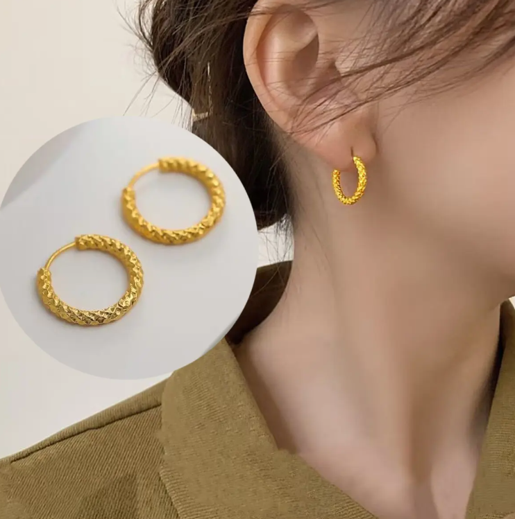 Chunky U-Shape Hoop Earrings – 18K Gold Plated and silver Stainless Steel | Bold Sparkling Huggie Earrings