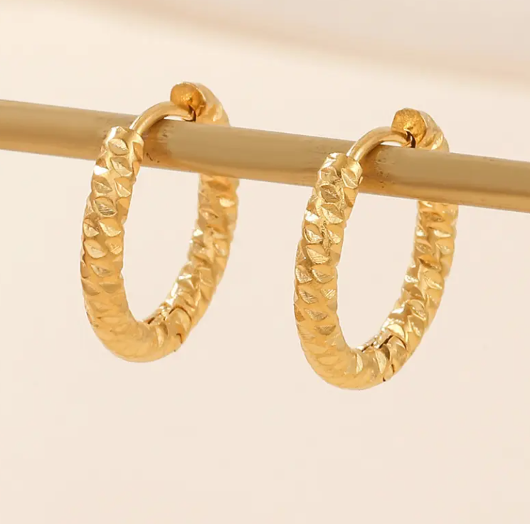 Chunky U-Shape Hoop Earrings – 18K Gold Plated and silver Stainless Steel | Bold Sparkling Huggie Earrings