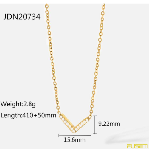 V-shaped chevron necklace made from 18k gold-plated 925 sterling silver cubic zirconia and moissanite gift for Valentine's Day!