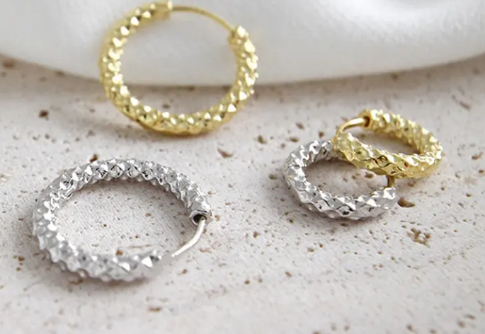 Chunky U-Shape Hoop Earrings – 18K Gold Plated and silver Stainless Steel | Bold Sparkling Huggie Earrings