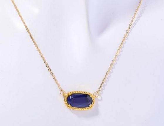 Stainless Steel Birthstone Necklace – Square-Cut Pendant, Fine Jewelry for Women