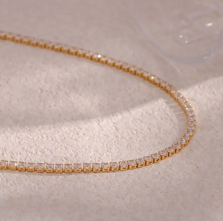 Square Crystal Zircon Necklace – 18K Gold Plated Stainless Steel | Elegant Women’s Pendant Necklace