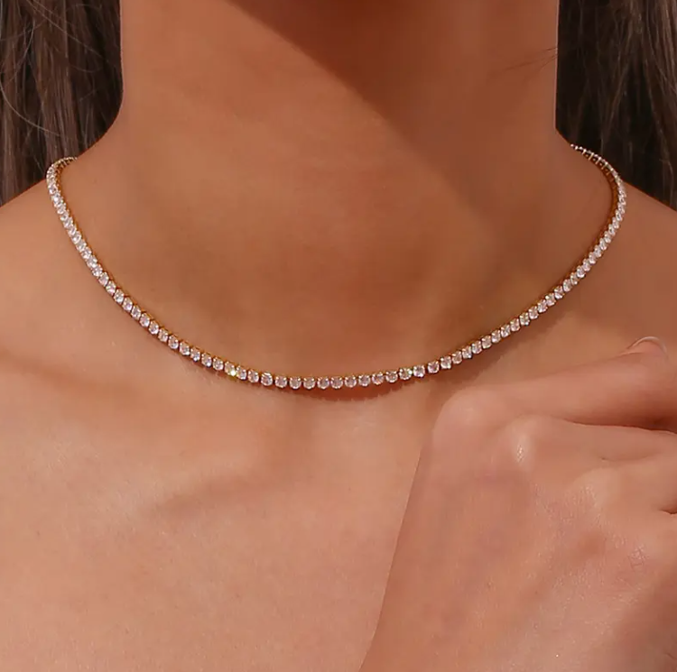 Square Crystal Zircon Necklace – 18K Gold Plated Stainless Steel | Elegant Women’s Pendant Necklace