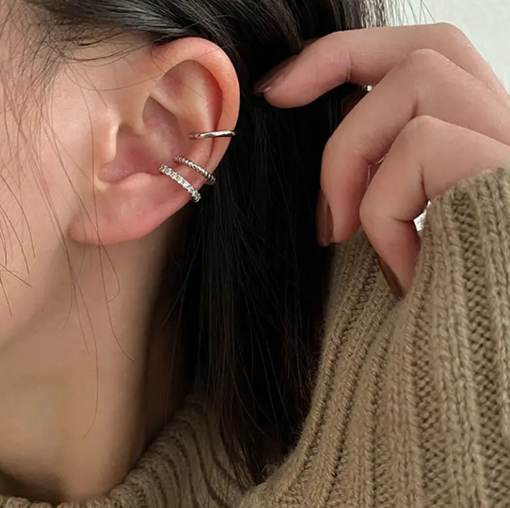 C-Type Non-Pierced Ear Cuff Set – Fashionable Small Ear Clip Trio | No Piercing Needed