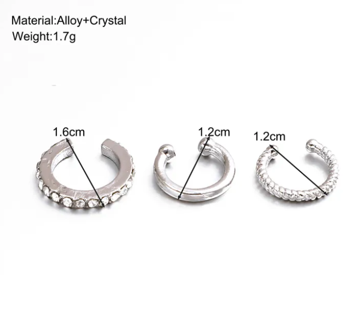 C-Type Non-Pierced Ear Cuff Set – Fashionable Small Ear Clip Trio | No Piercing Needed