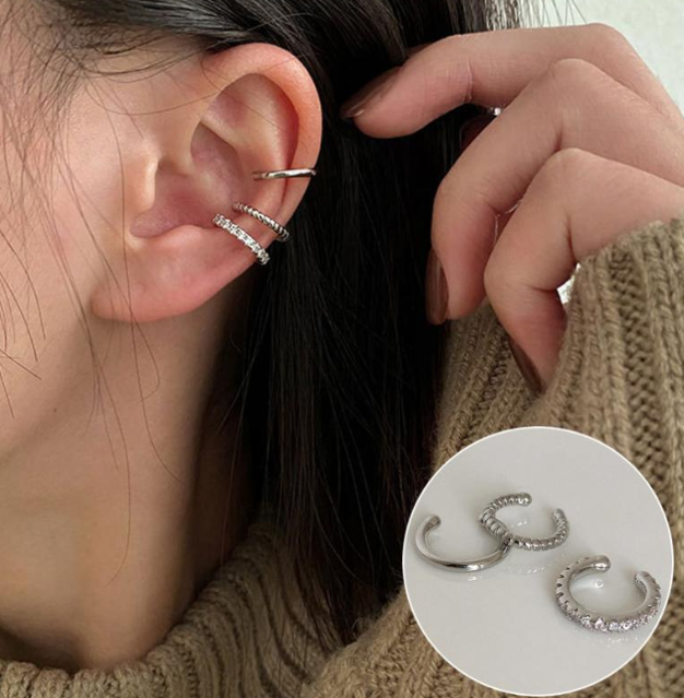 C-Type Non-Pierced Ear Cuff Set – Fashionable Small Ear Clip Trio | No Piercing Needed