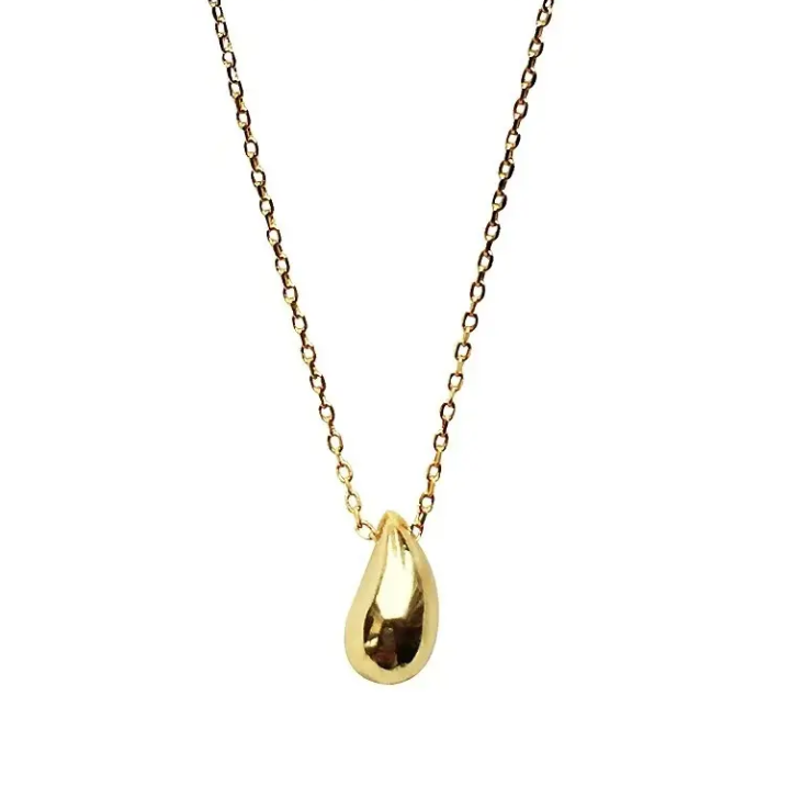 Copper Bean Clavicle Chain Necklace – Minimalist Silver Tone Choker | Dainty Everyday Jewelry