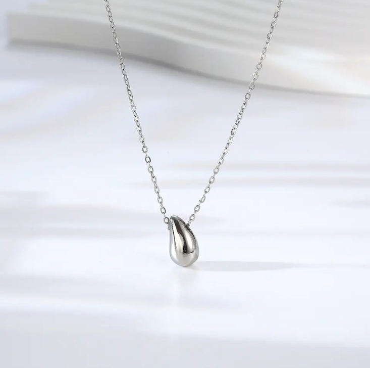 Copper Bean Clavicle Chain Necklace – Minimalist Silver Tone Choker | Dainty Everyday Jewelry