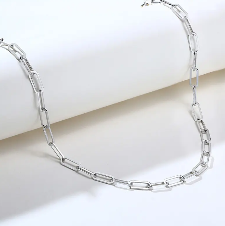 Gold and Sliver Paper Clip Link Chain Necklace – Stainless Steel Oval Link Chain  Minimalist Jewelry