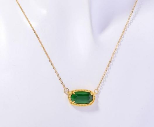 Stainless Steel Birthstone Necklace – Square-Cut Pendant, Fine Jewelry for Women