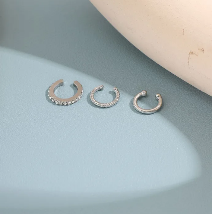 C-Type Non-Pierced Ear Cuff Set – Fashionable Small Ear Clip Trio | No Piercing Needed